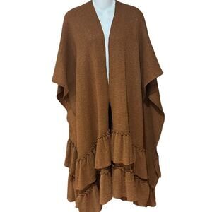 Anama Womens Size Medium Rust Ruffle Trim Shawl